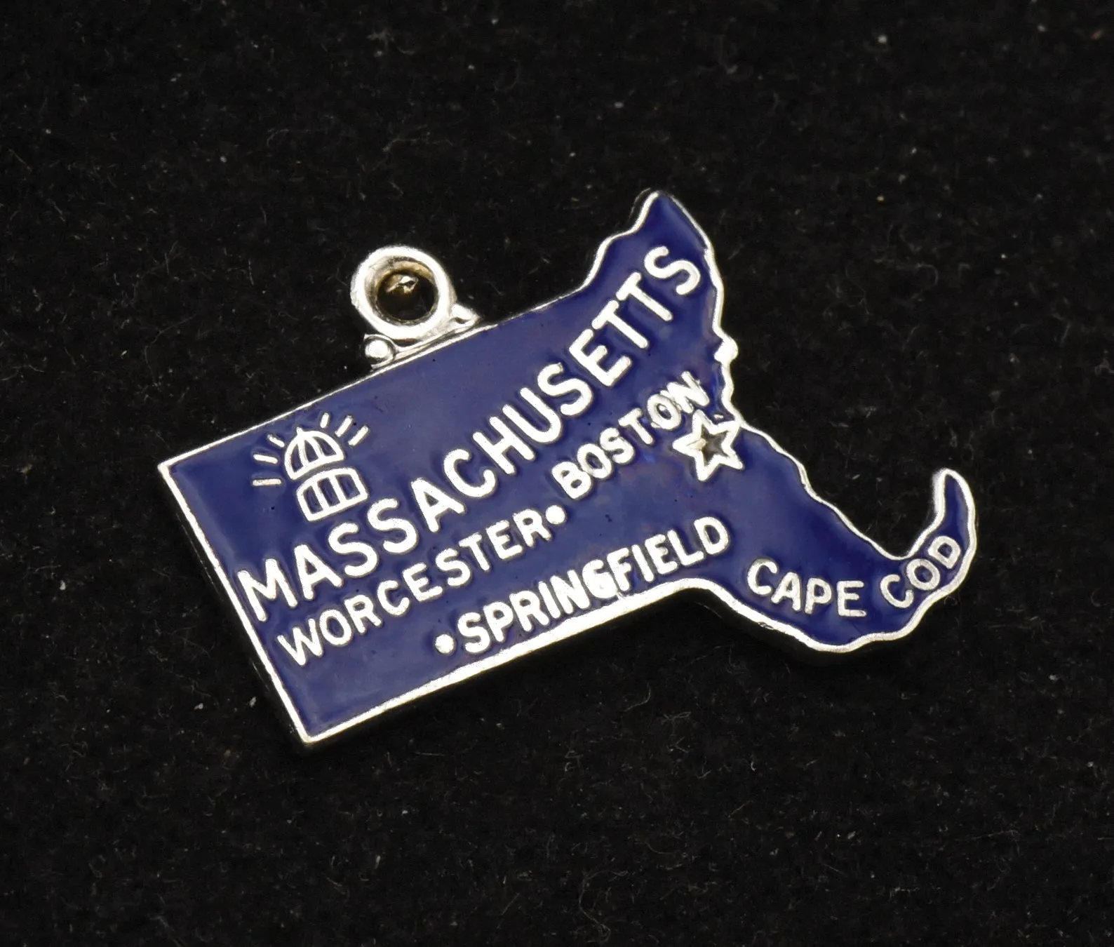 Danecraft - Vintage Sterling Silver and Enamel Massachusetts Charm