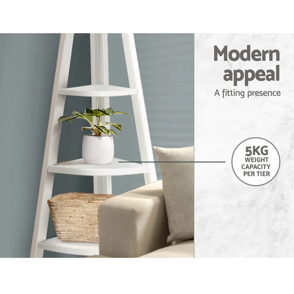 Display 5 Tier Corner Ladder Shelf Home Storage Plant Stand Bookshelf White