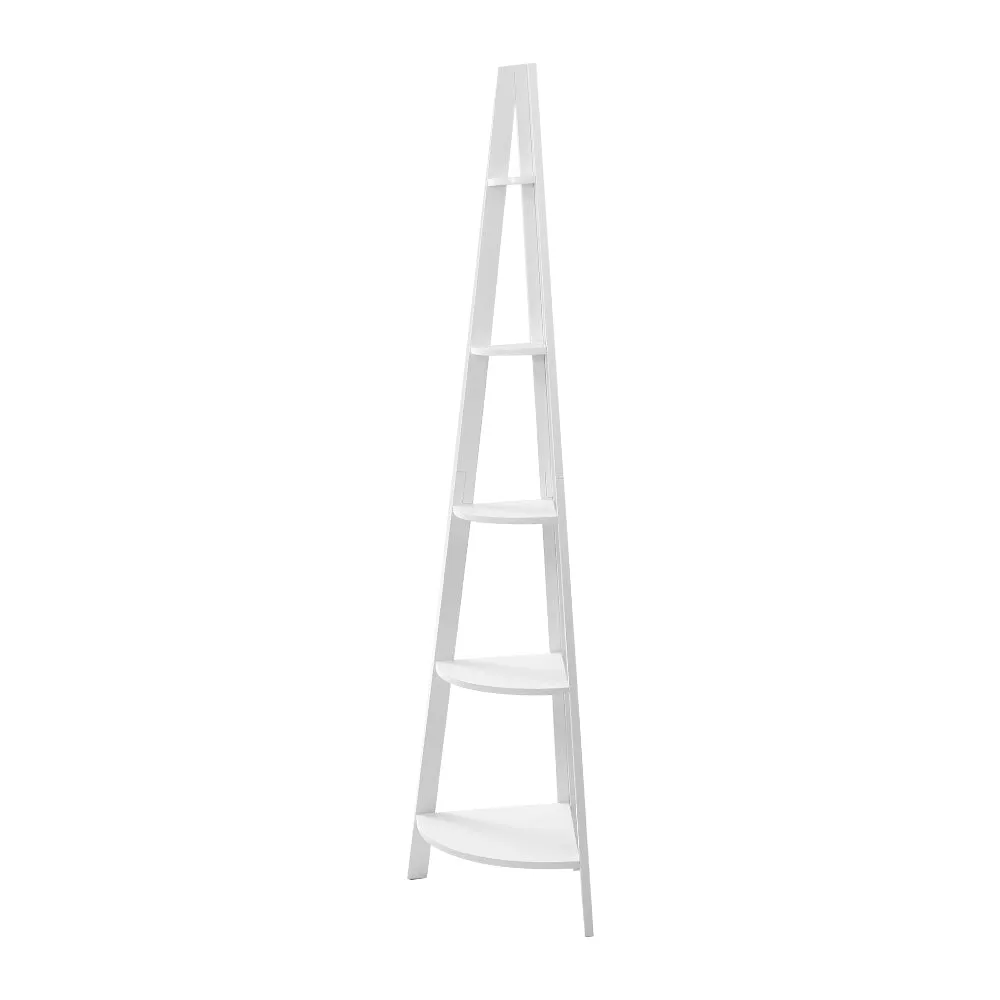 Display 5 Tier Corner Ladder Shelf Home Storage Plant Stand Bookshelf White