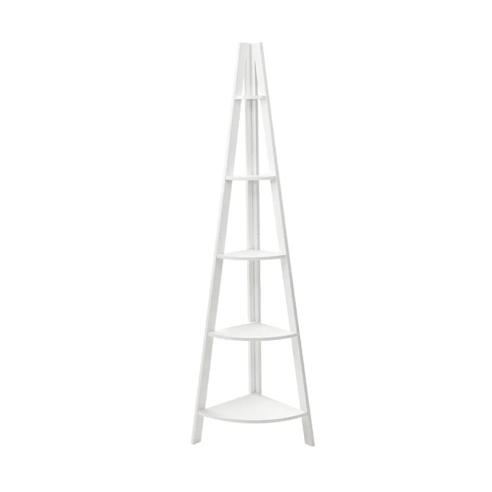 Display 5 Tier Corner Ladder Shelf Home Storage Plant Stand Bookshelf White