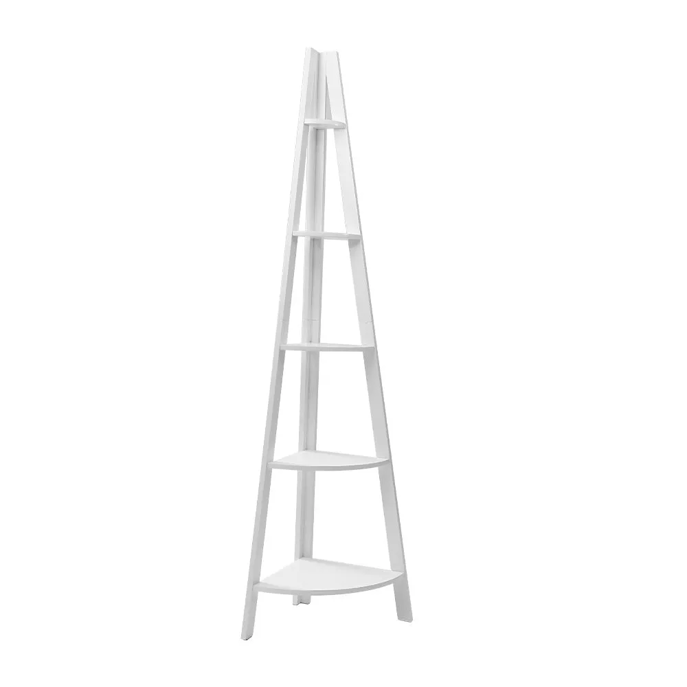 Display 5 Tier Corner Ladder Shelf Home Storage Plant Stand Bookshelf White