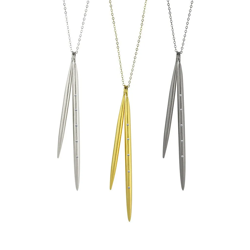 Double Diamond Silver Spike Necklace