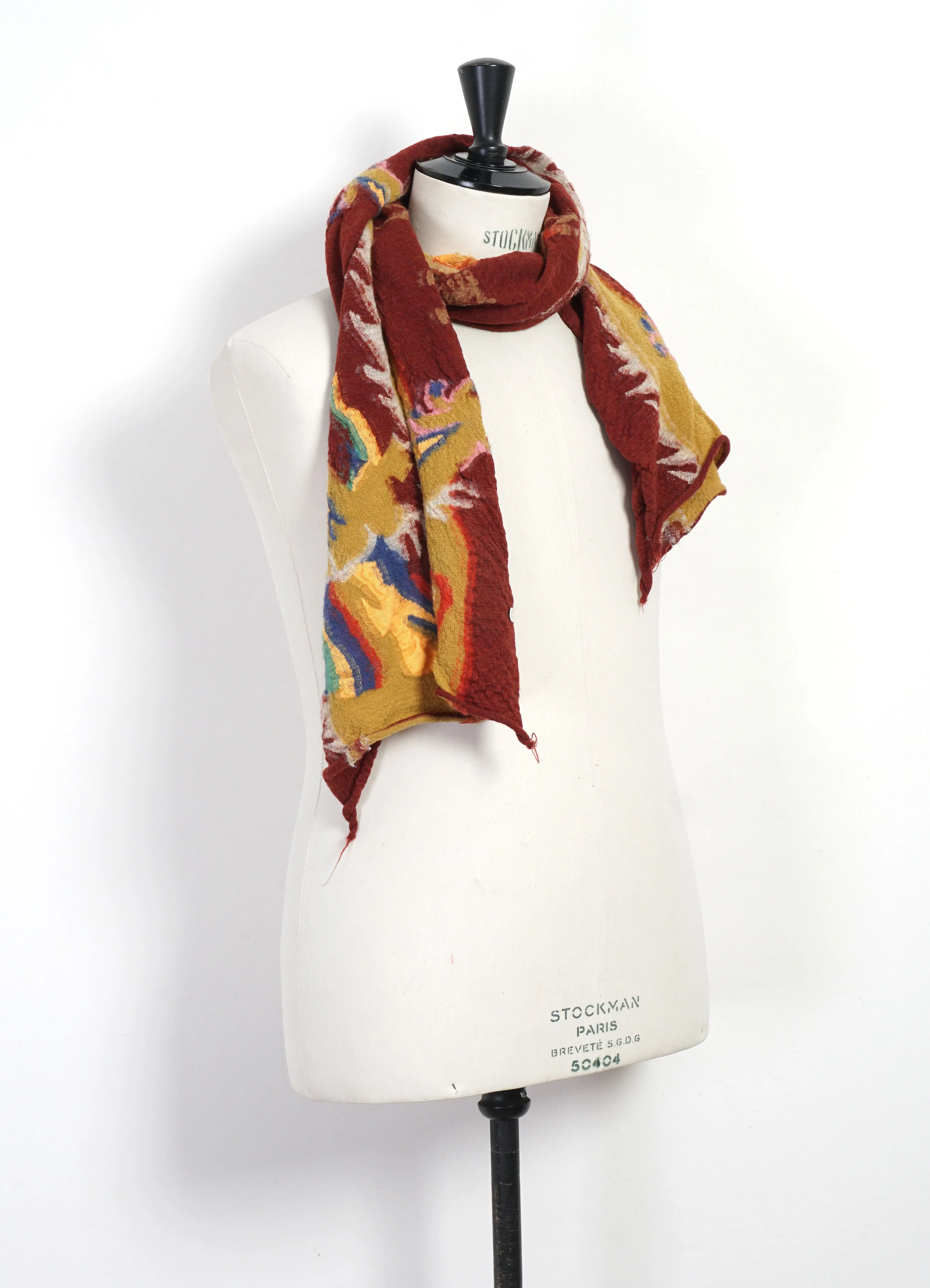 DRAGON DANCE | Compressed Wool Scarf | Burgundy