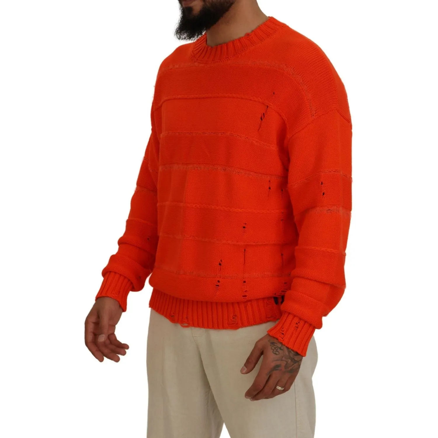 Dsquared² Orange Cotton Long Sleeves Men Pullover Sweater