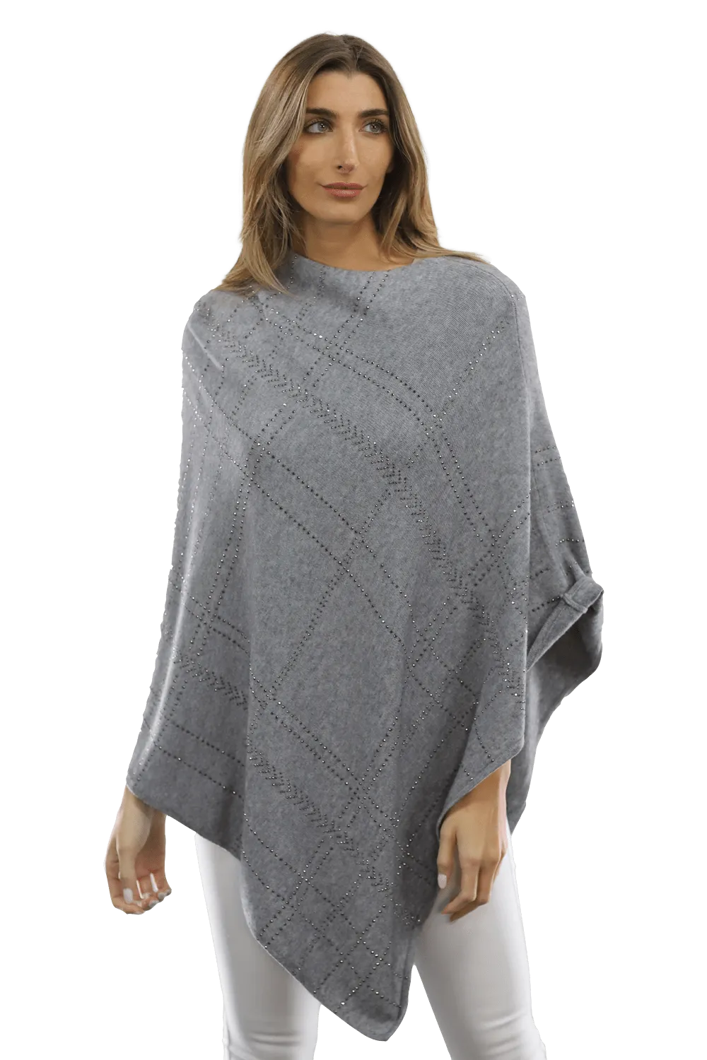 Embellished Stripped Poncho