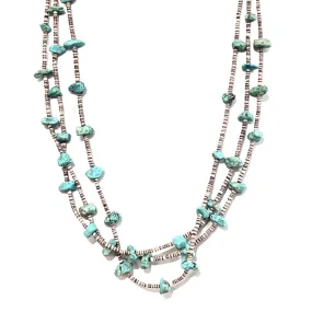 Estate Olive Shell Heishi and Turquoise Necklace