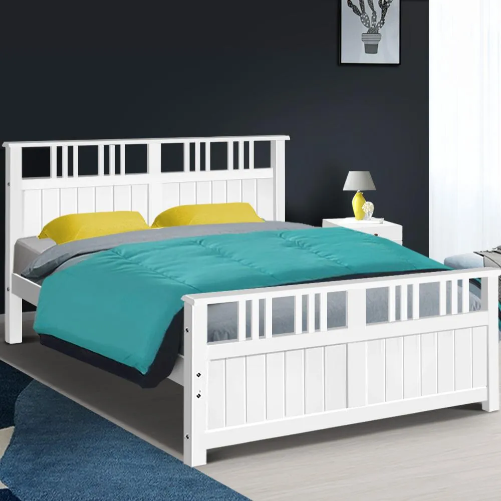 Eva Timber Queen Bed Base White