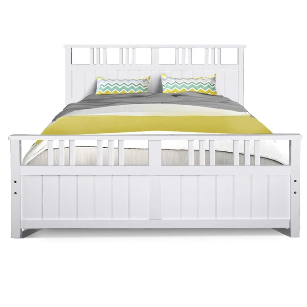 Eva Timber Queen Bed Base White