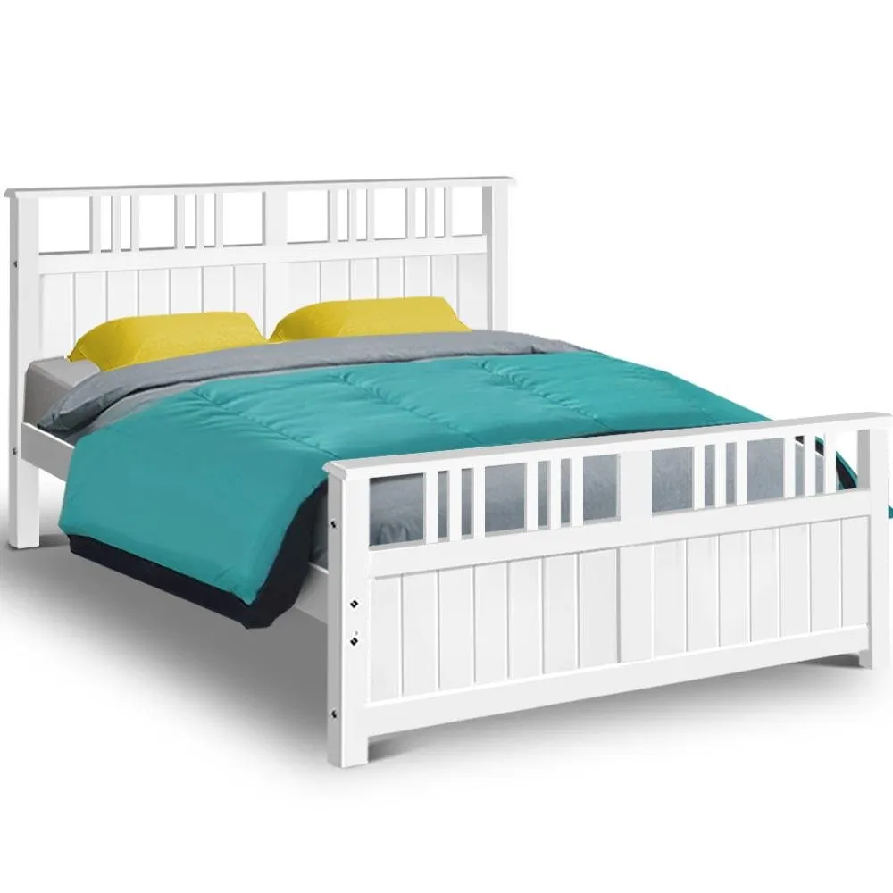 Eva Timber Queen Bed Base White