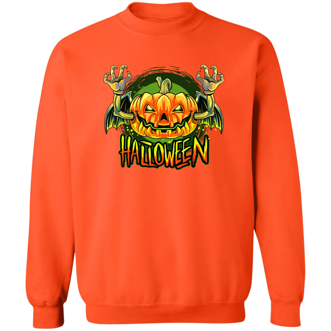 Evil Pumpkin Ladies Crewneck Pullover Sweatshirt