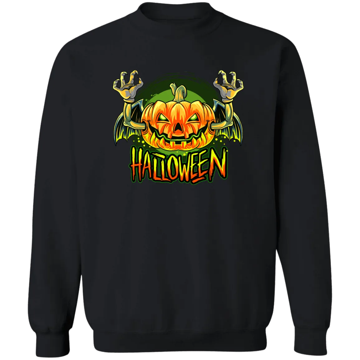 Evil Pumpkin Ladies Crewneck Pullover Sweatshirt