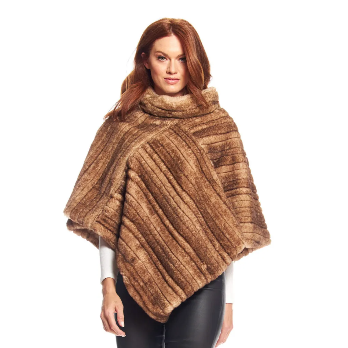 Fabulous Fur Toffee Faux-Fur Poncho - 16172-TF