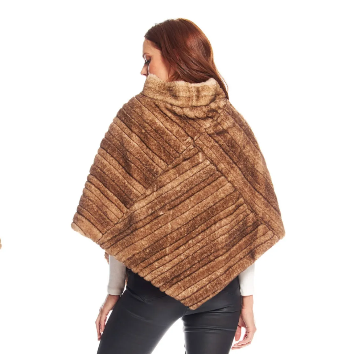 Fabulous Fur Toffee Faux-Fur Poncho - 16172-TF