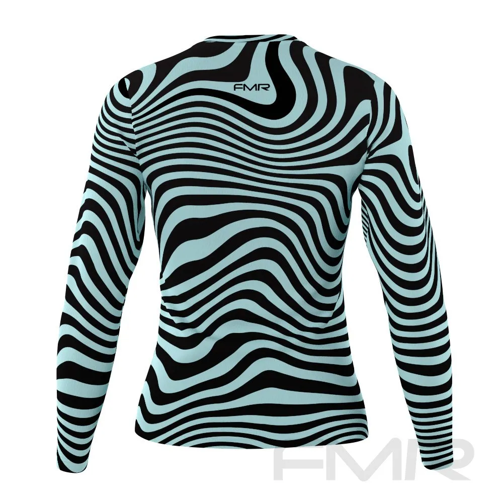 FMR Women's Light Blue Zebra Long Sleeve Running Shirt