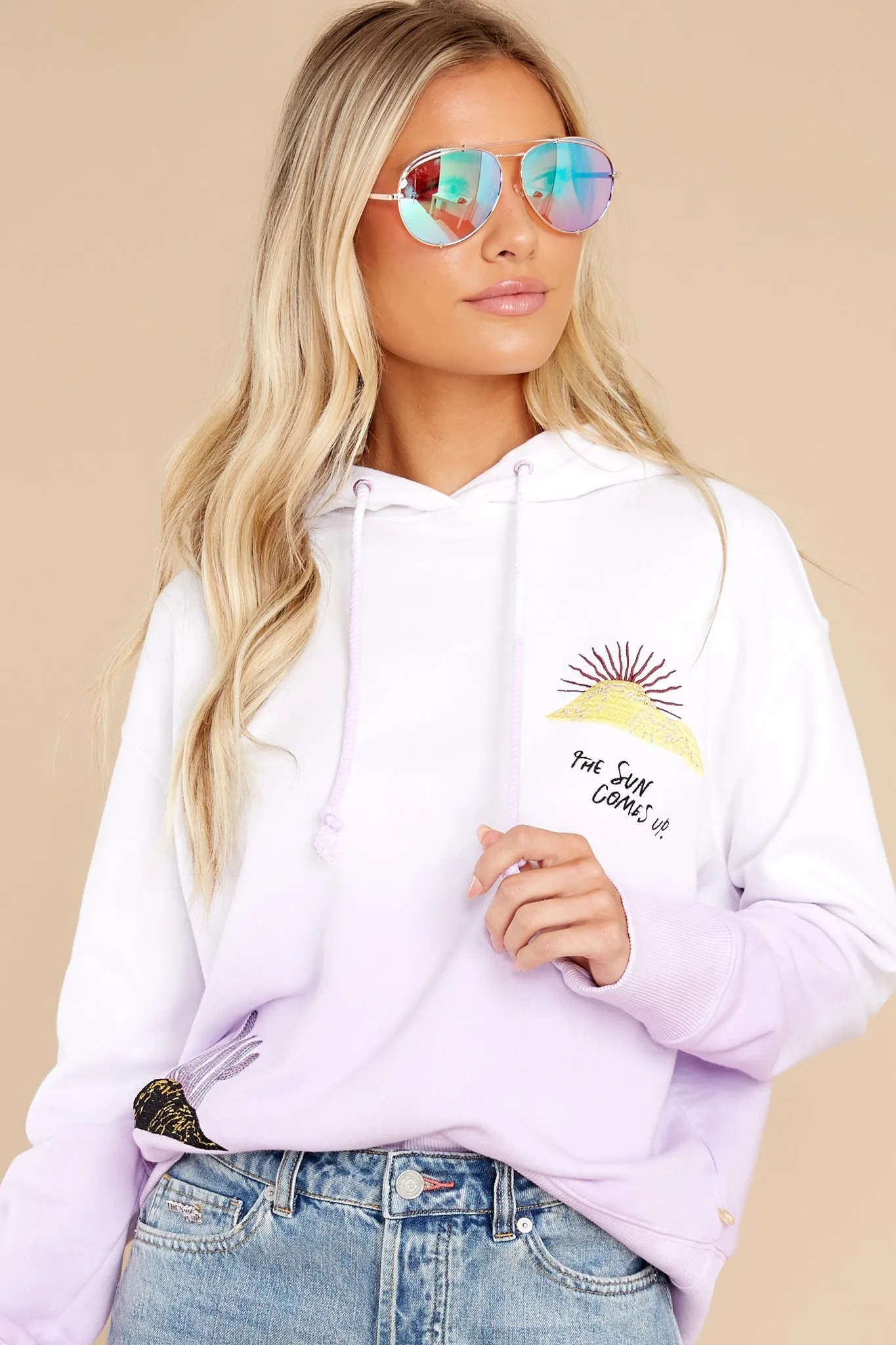 Found My Sunshine Lilac Loose Fit Graphic Hoodie