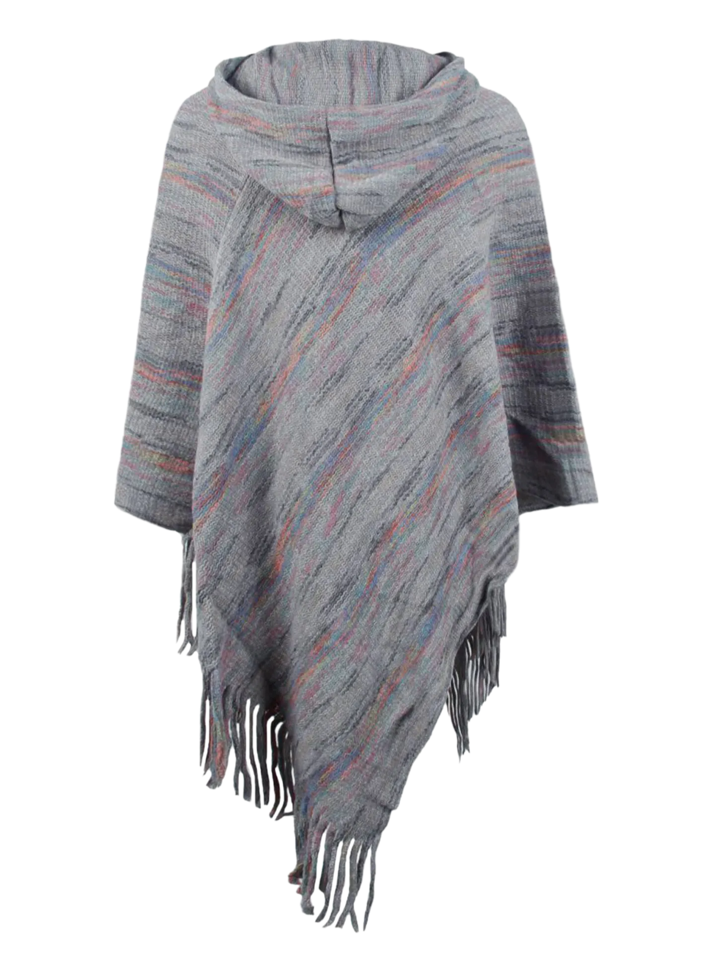 Fringe Hem Hooded Poncho