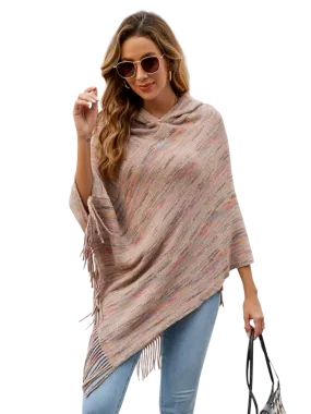 Fringe Hem Hooded Poncho