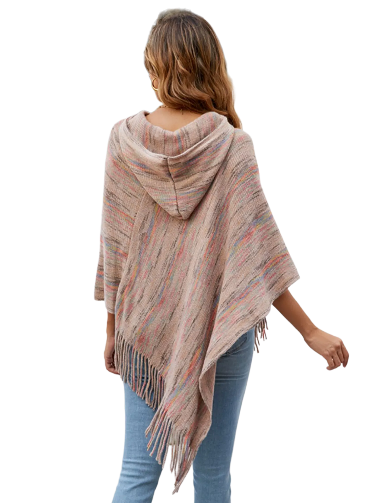 Fringe Hem Hooded Poncho