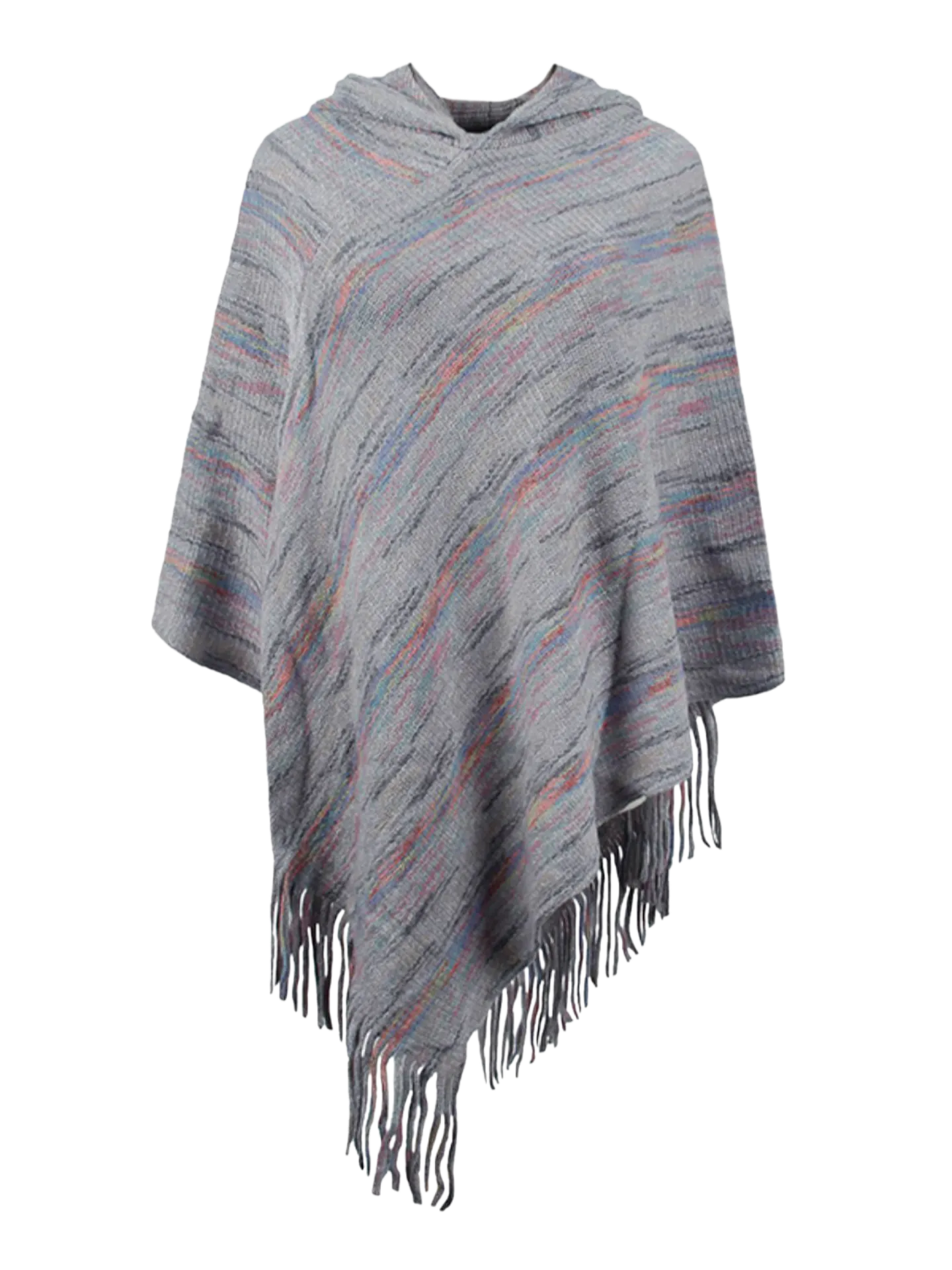 Fringe Hem Hooded Poncho