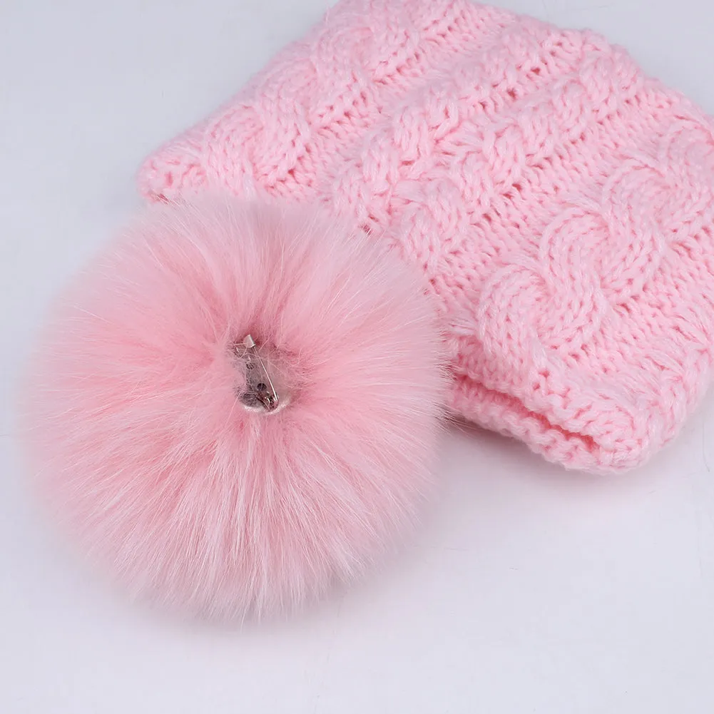 FURTALK Kids Winter Fur Pom Pom Hat Scarf Set  Drop Shipping SFFW004