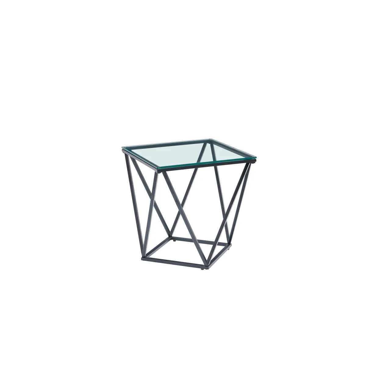 Geometric Prism End Table - Modern Styling and Durable Tempered Glass