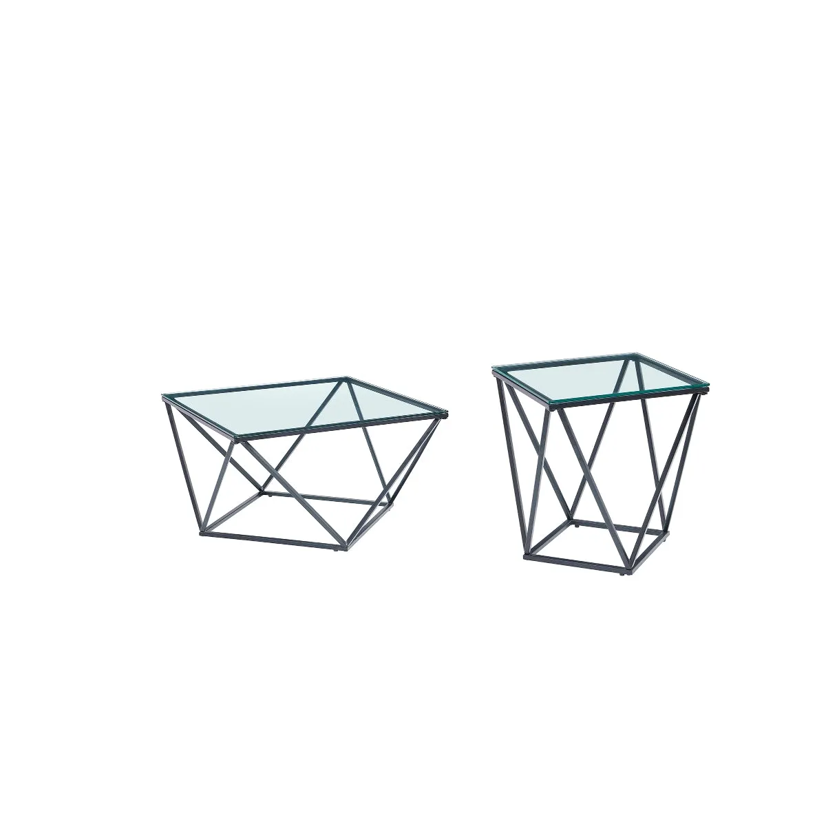 Geometric Prism End Table - Modern Styling and Durable Tempered Glass