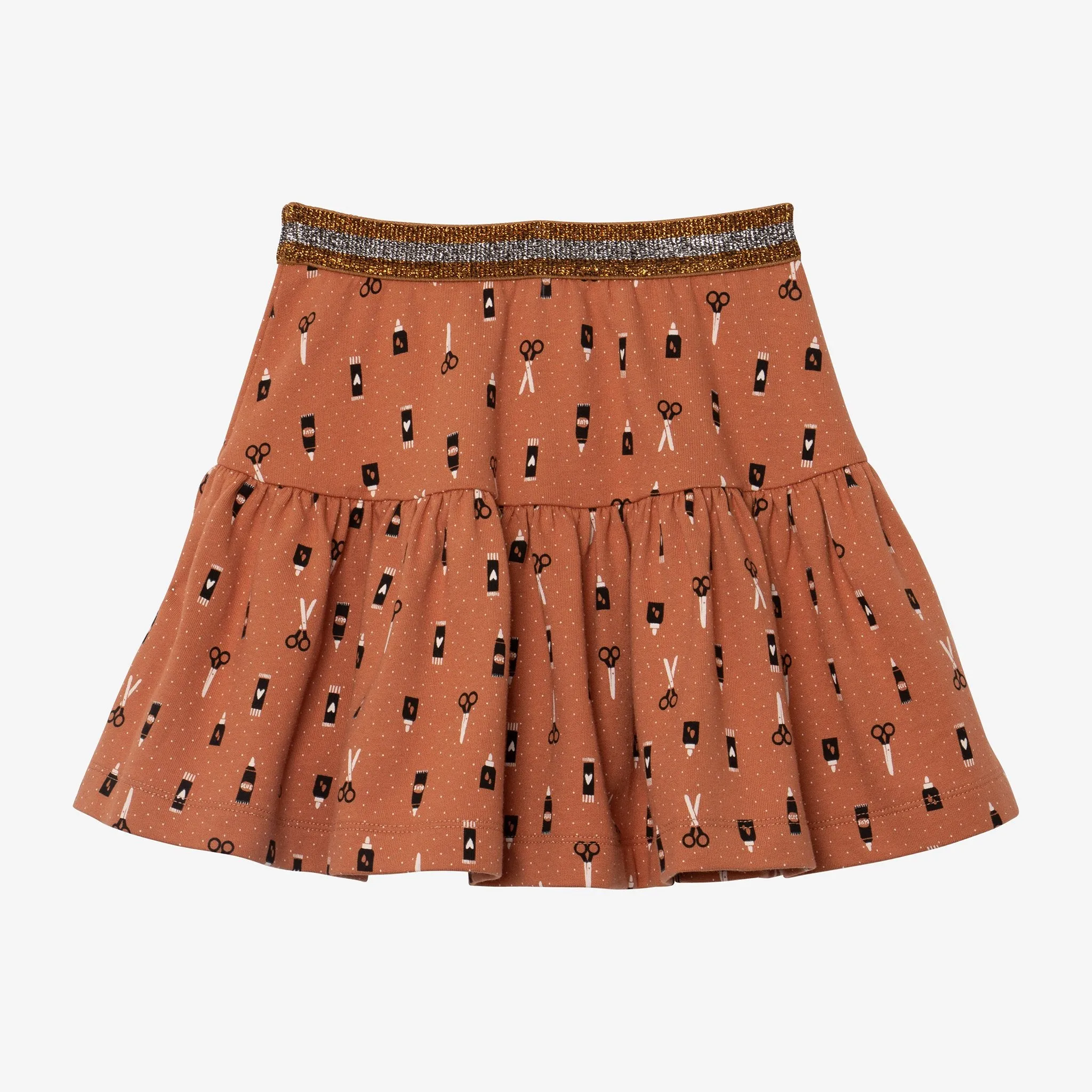 Girl brown ruffle skirt