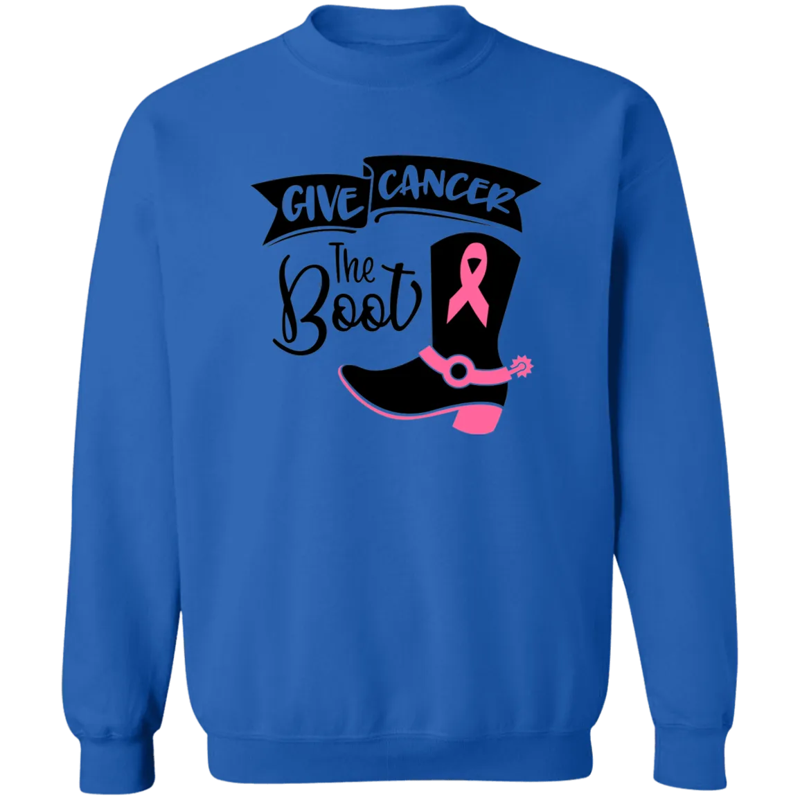 Give Cancer the Boot Unisex Crewneck Pullover Sweatshirt