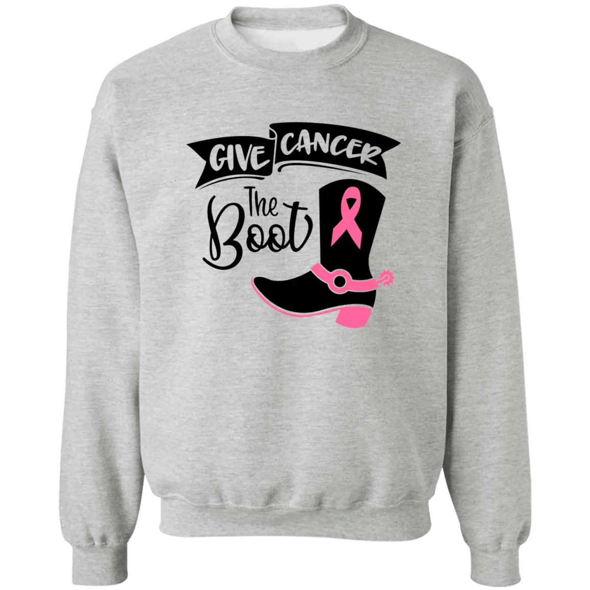 Give Cancer the Boot Unisex Crewneck Pullover Sweatshirt