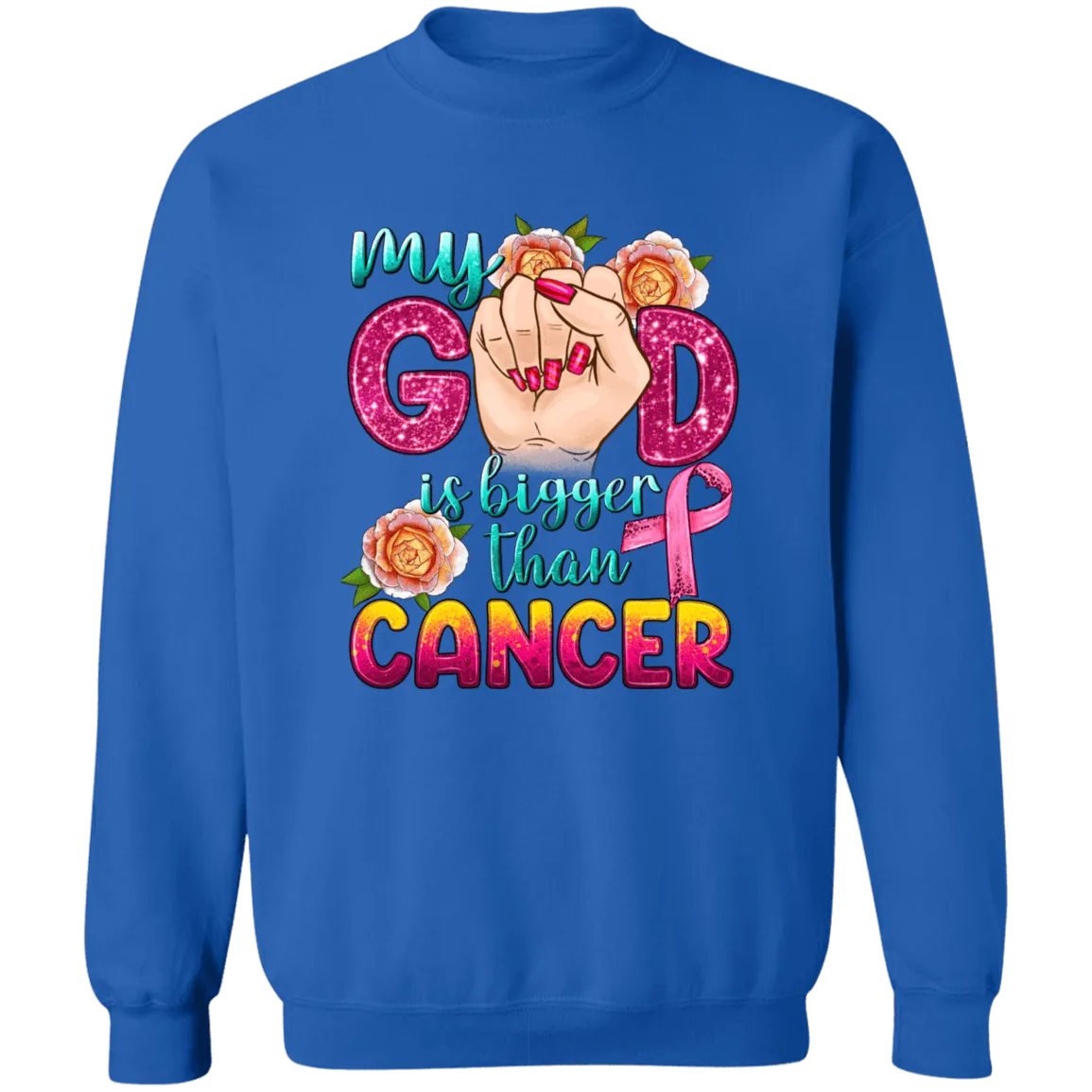 God is Bigger than Cancer Unisex Crewneck Pullover Sweatshirt