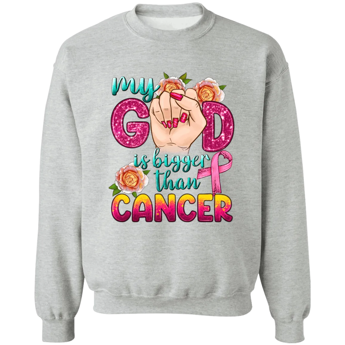 God is Bigger than Cancer Unisex Crewneck Pullover Sweatshirt