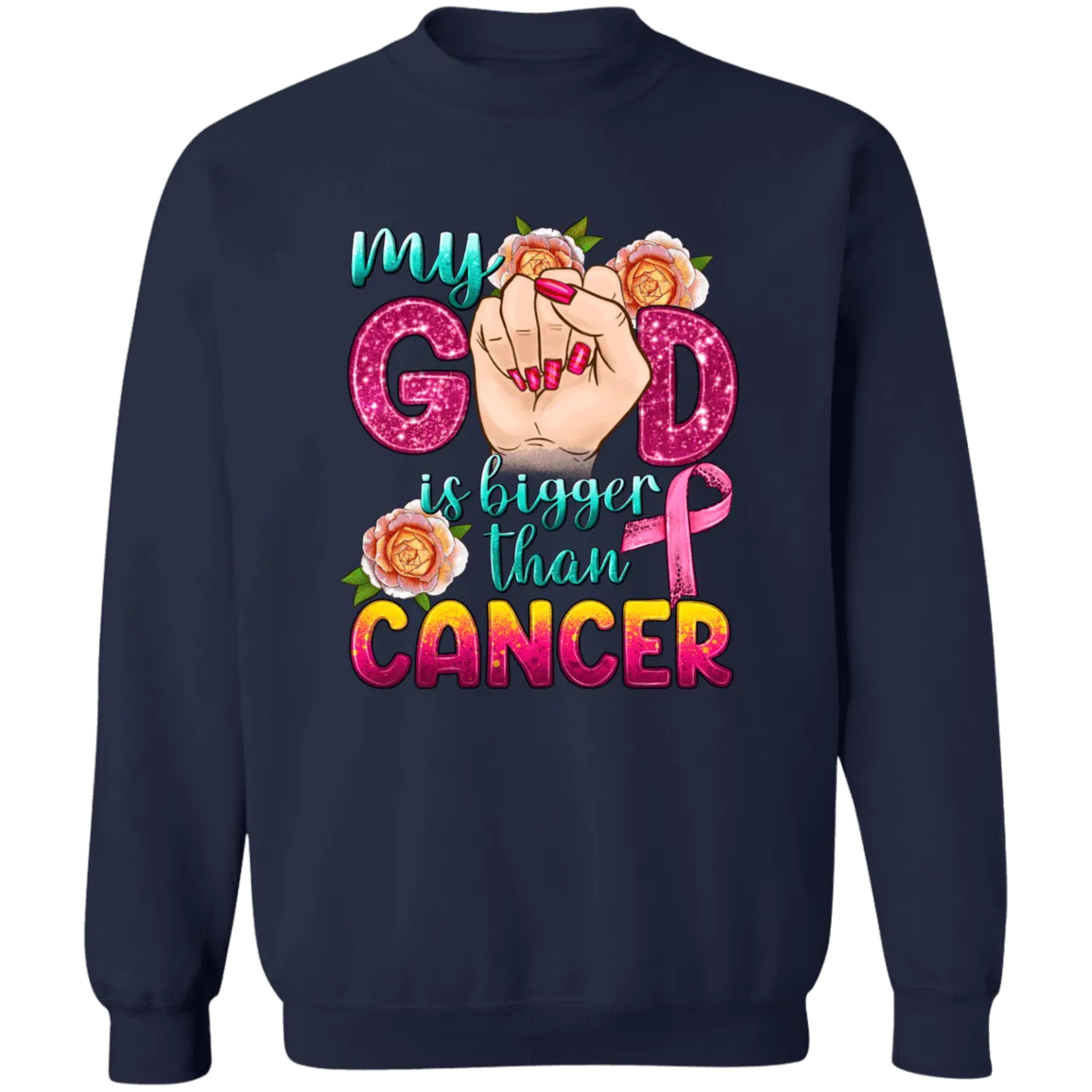 God is Bigger than Cancer Unisex Crewneck Pullover Sweatshirt