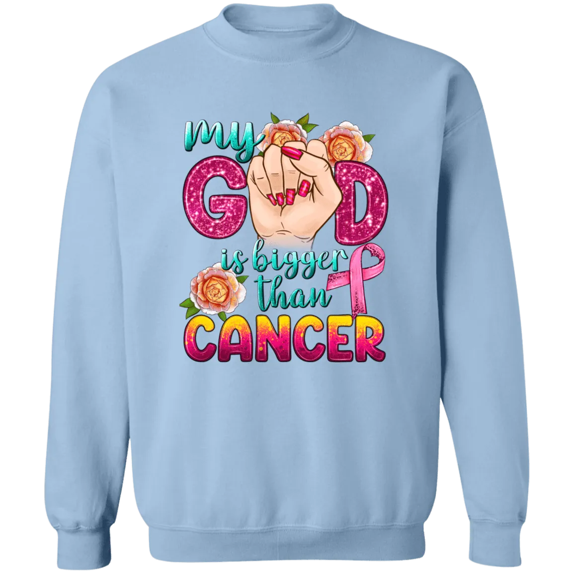 God is Bigger than Cancer Unisex Crewneck Pullover Sweatshirt