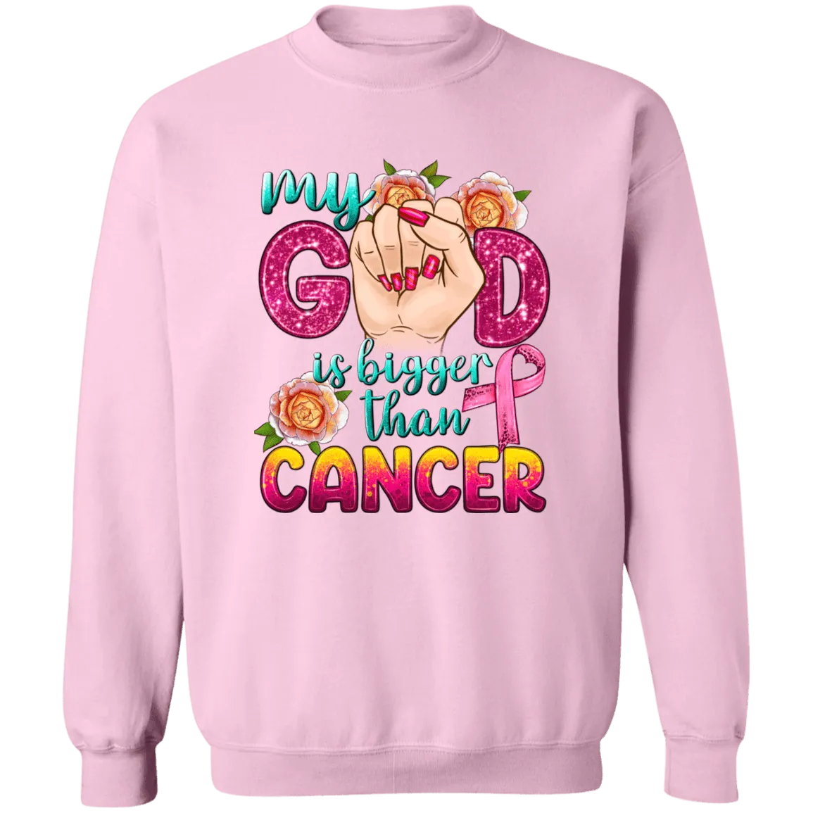 God is Bigger than Cancer Unisex Crewneck Pullover Sweatshirt