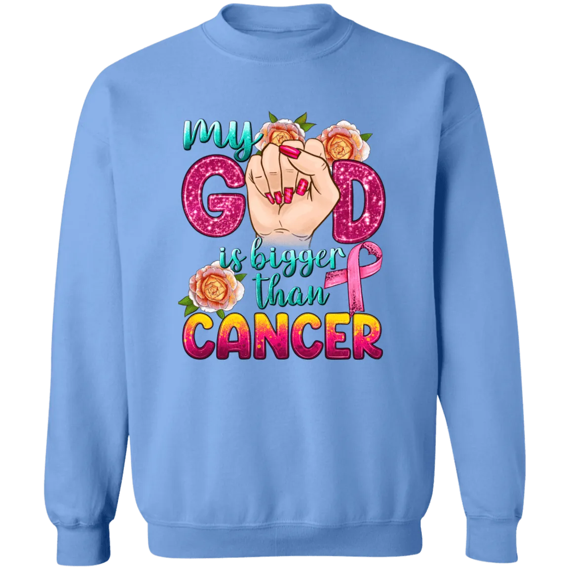 God is Bigger than Cancer Unisex Crewneck Pullover Sweatshirt