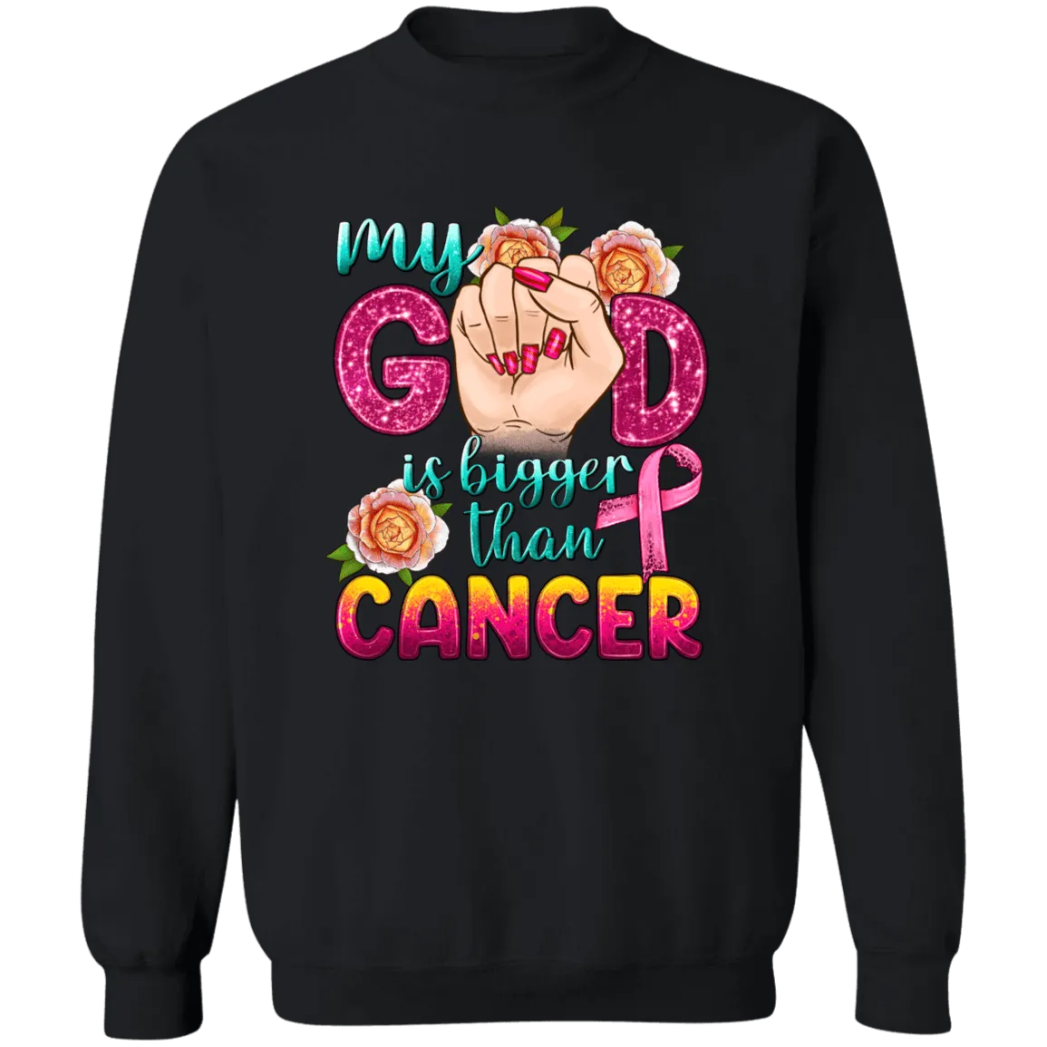 God is Bigger than Cancer Unisex Crewneck Pullover Sweatshirt