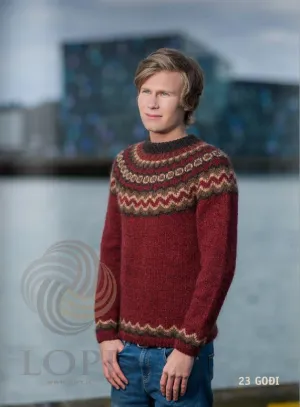 Goði Mens Wool Sweater Red