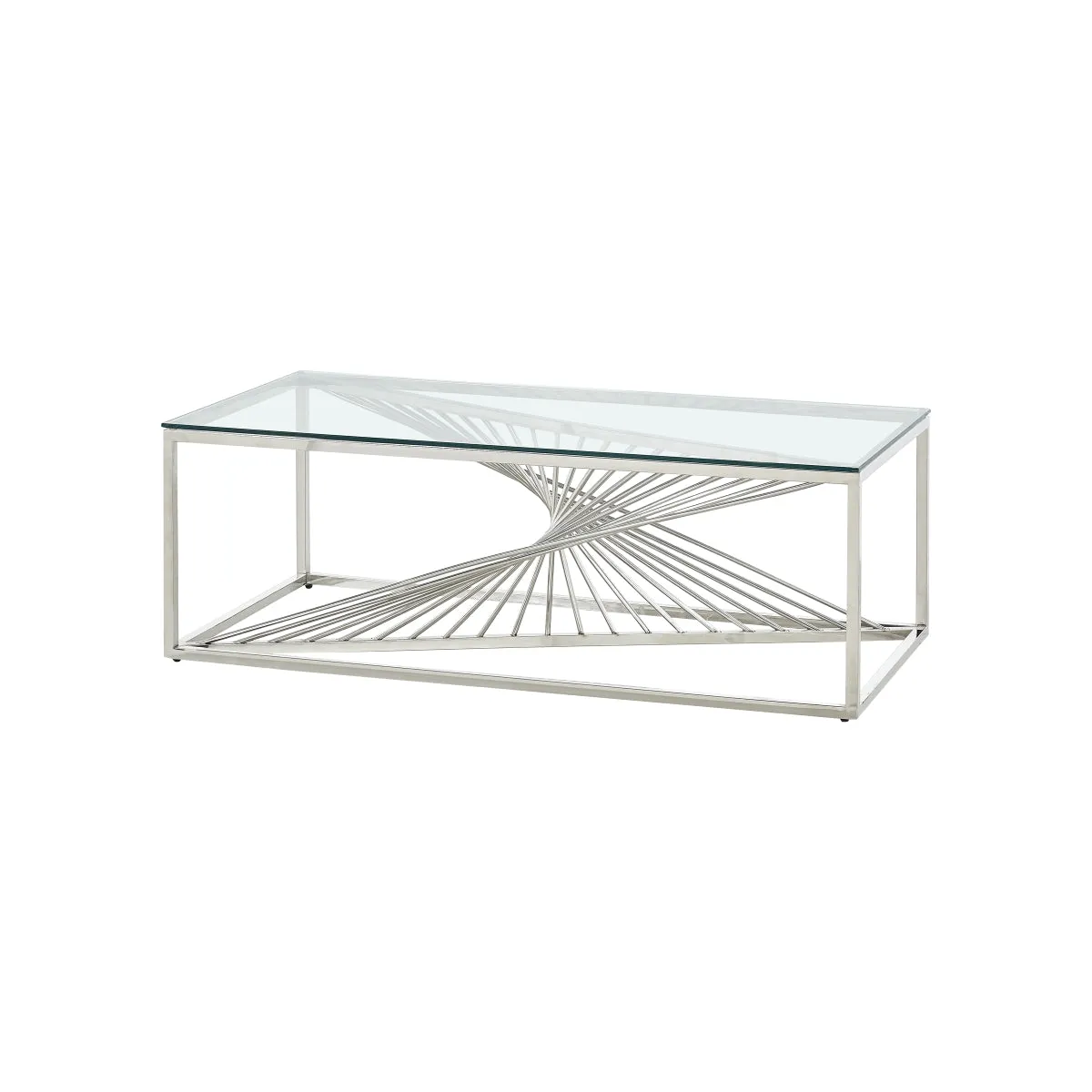 Helix Chrome Coffee Table with 8mm Glass Top - Modern Elegance for Your Living Room