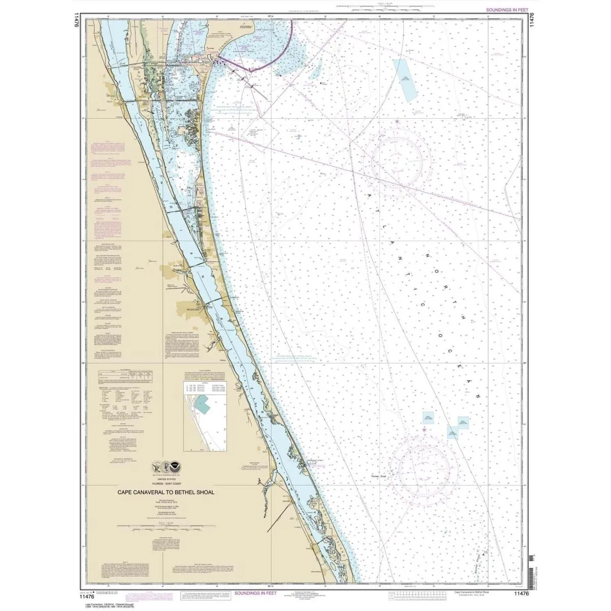 Historical NOAA Chart 11476: Cape Canaveral to Bethel Shoal