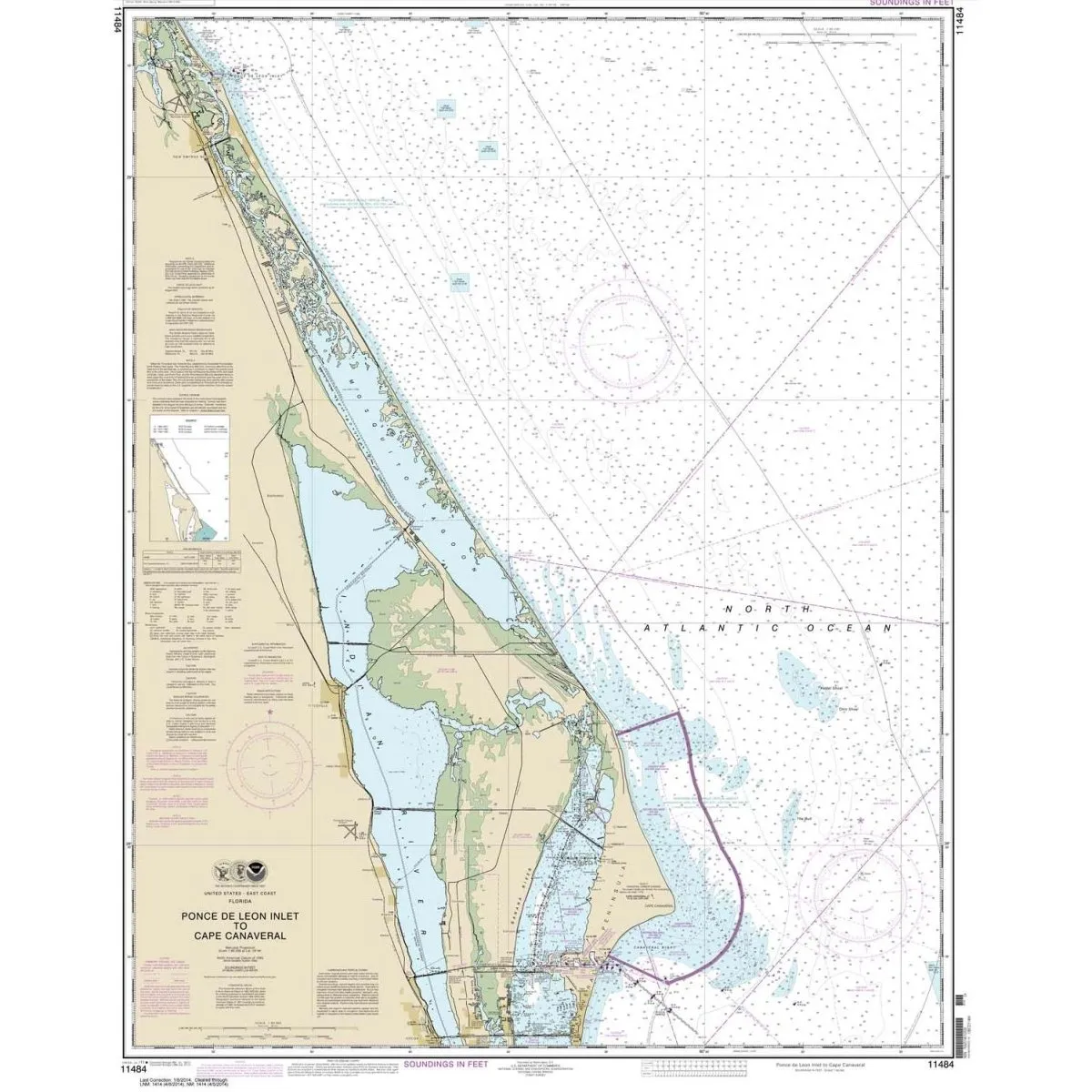 Historical NOAA Chart 11484: Ponce de Leon Inlet to Cape Canaveral