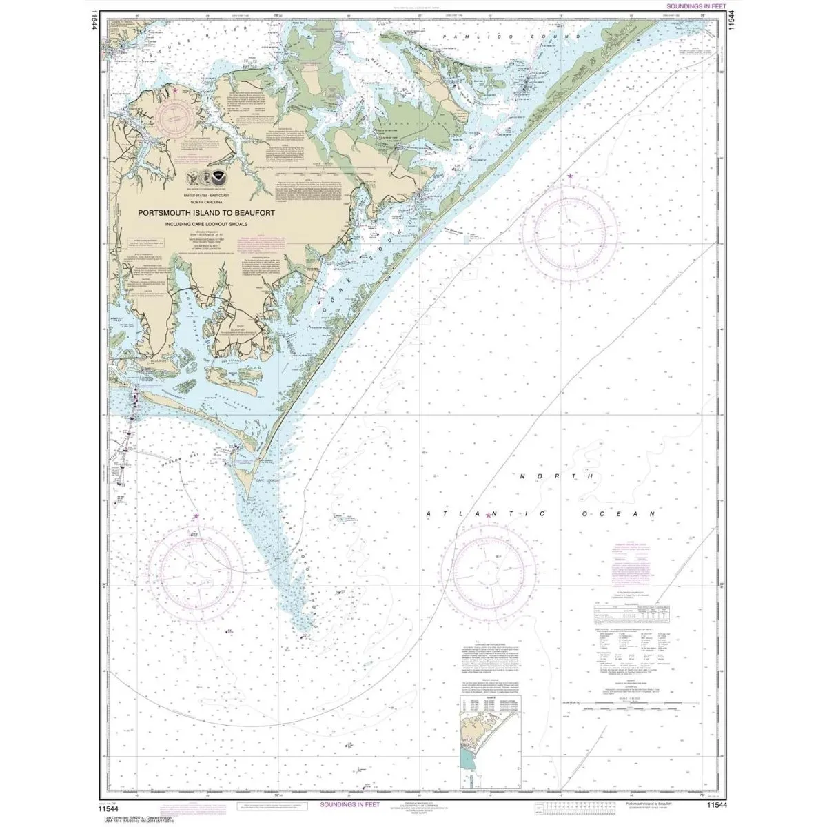 Historical NOAA Chart 11544: Portsmouth Island to Beaufort: Including Cape Lookout Shoals