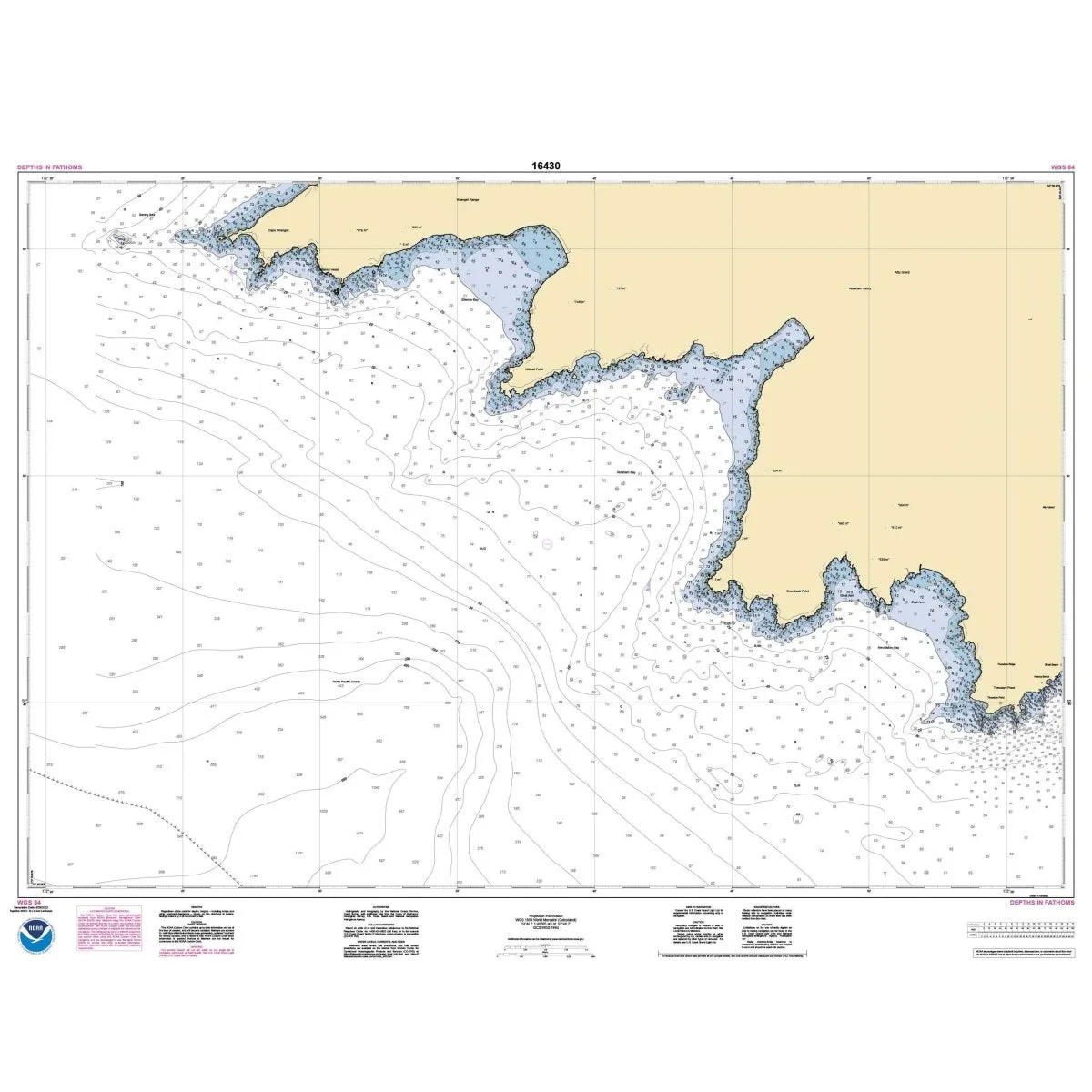 Historical NOAA Chart 16430: Attu Island Theodore Pt. to Cape Wrangell