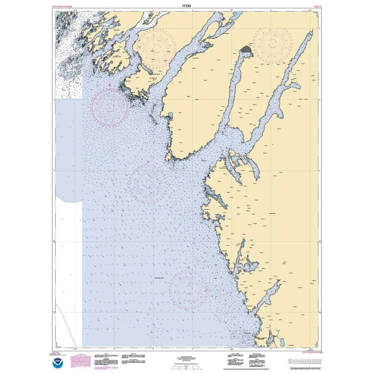 Historical NOAA Chart 17330: West Coast of Baranof Island Cape Ommaney to Byron Bay