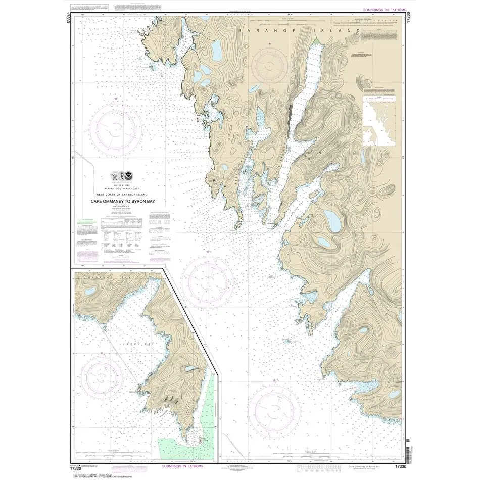 Historical NOAA Chart 17330: West Coast of Baranof Island Cape Ommaney to Byron Bay