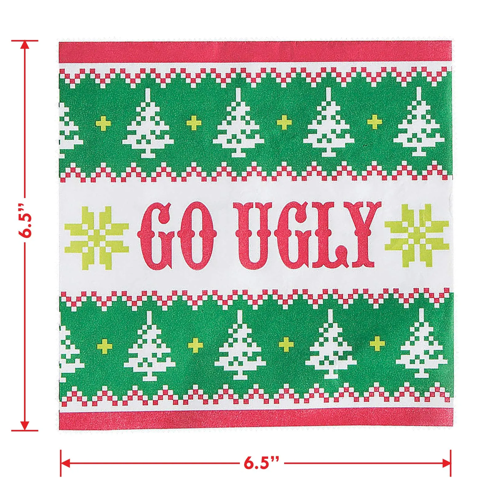 Holiday Ugly Sweater Patterned Square Paper Dinner Plates &"Go Ugly" Lunch Napkins (Serves 16)