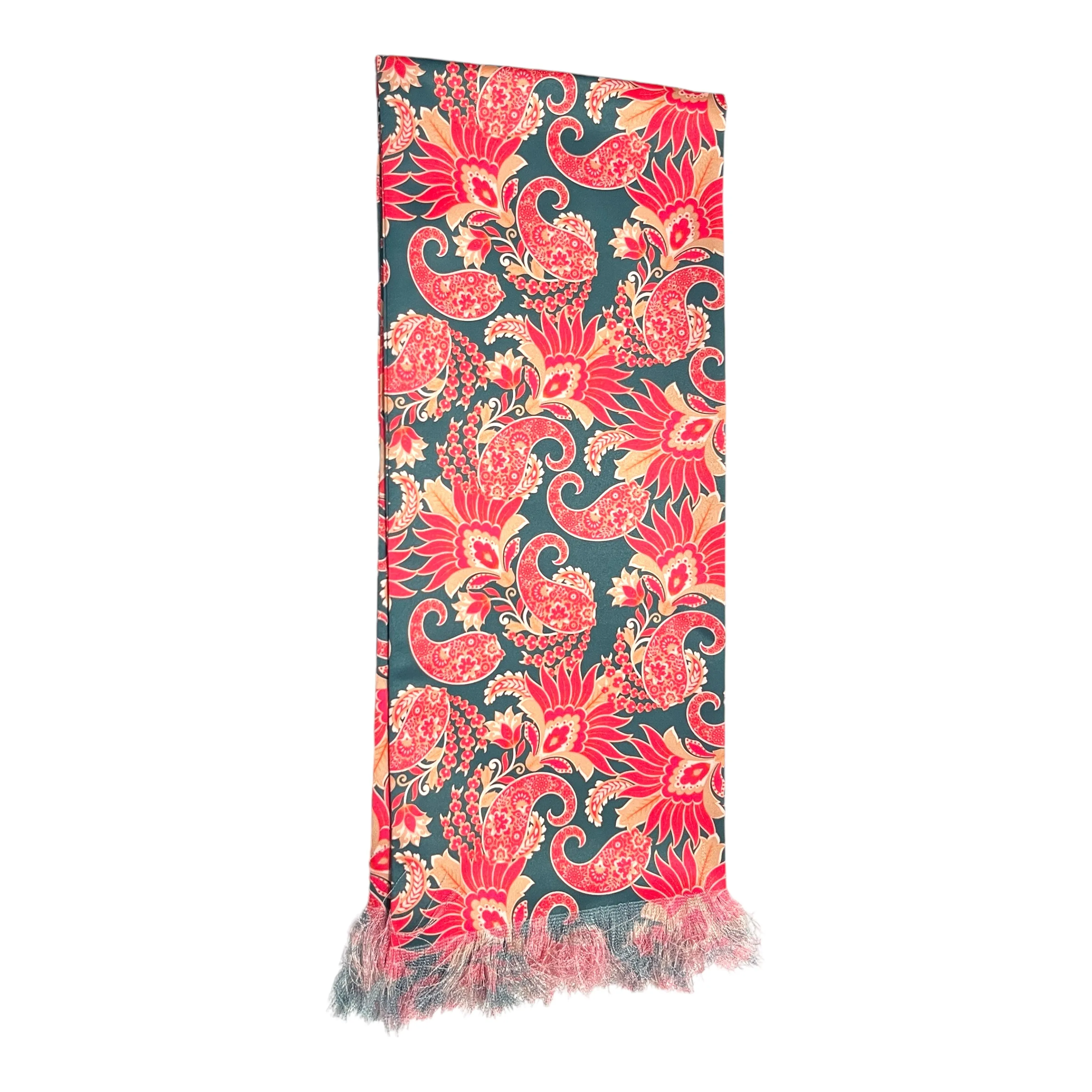 Hot Pink Paisley Scarf With Pocket Square