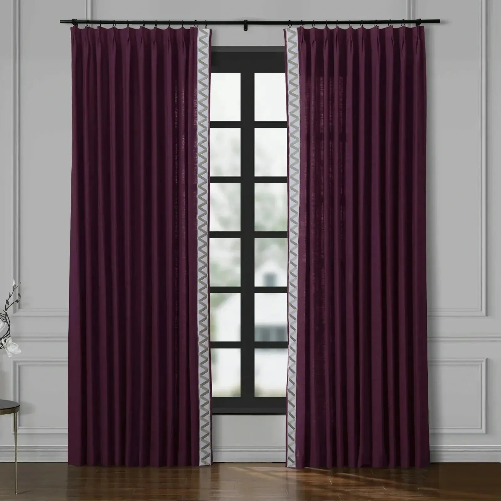 Isabella Cotton Curtains with Border Trim (Sold per Pair)