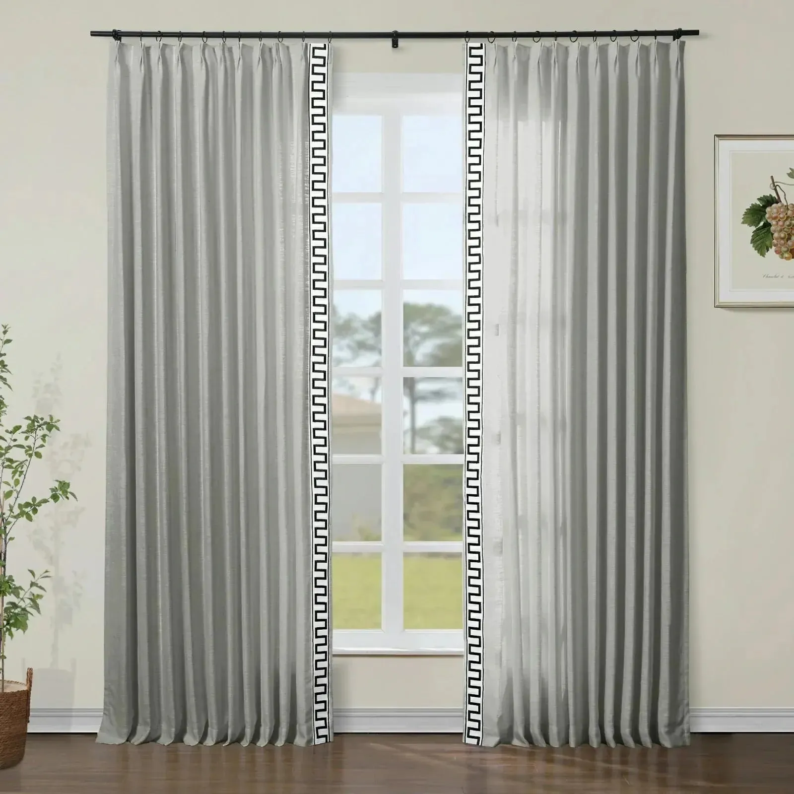 Isabella Cotton Curtains with Border Trim (Sold per Pair)