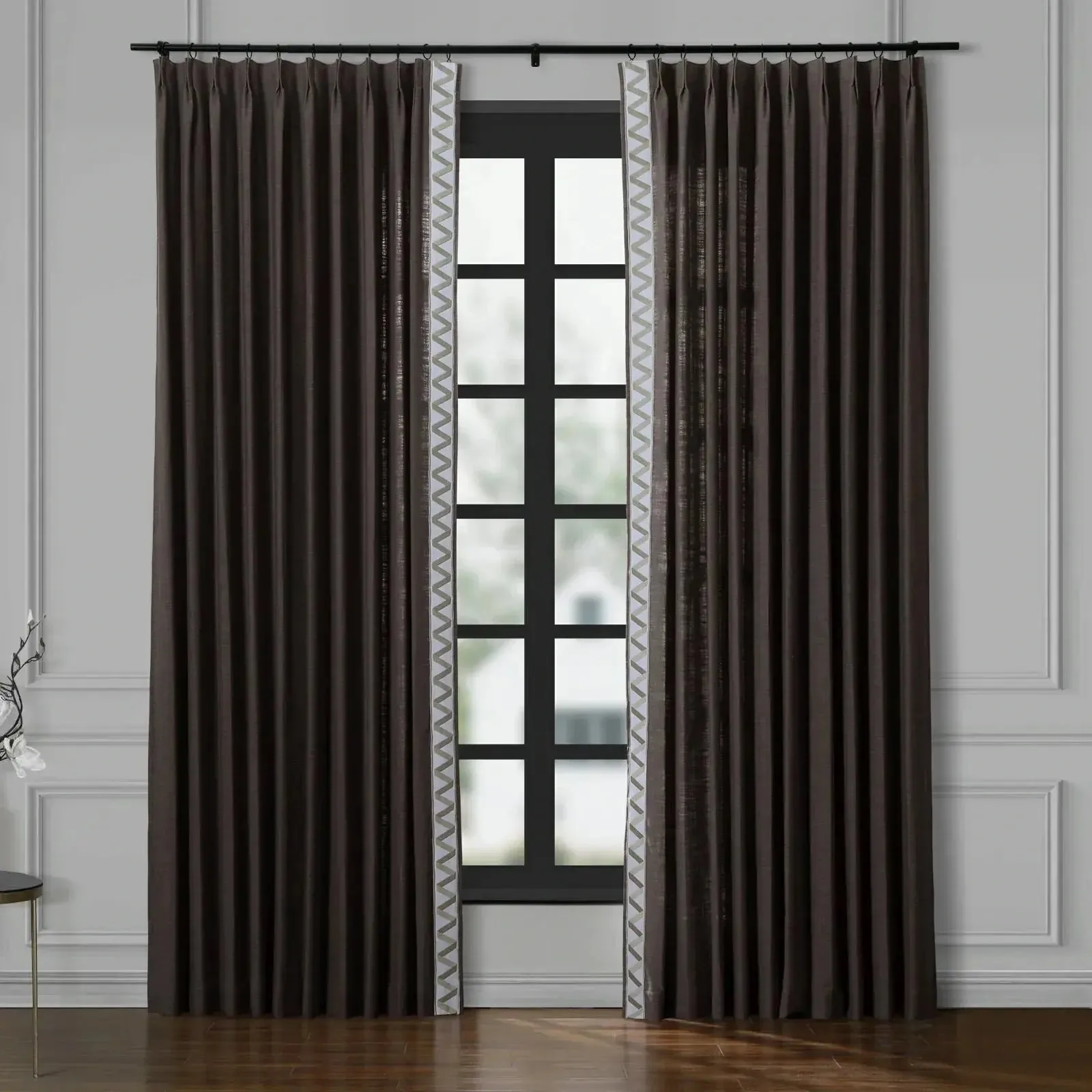 Isabella Cotton Curtains with Border Trim (Sold per Pair)