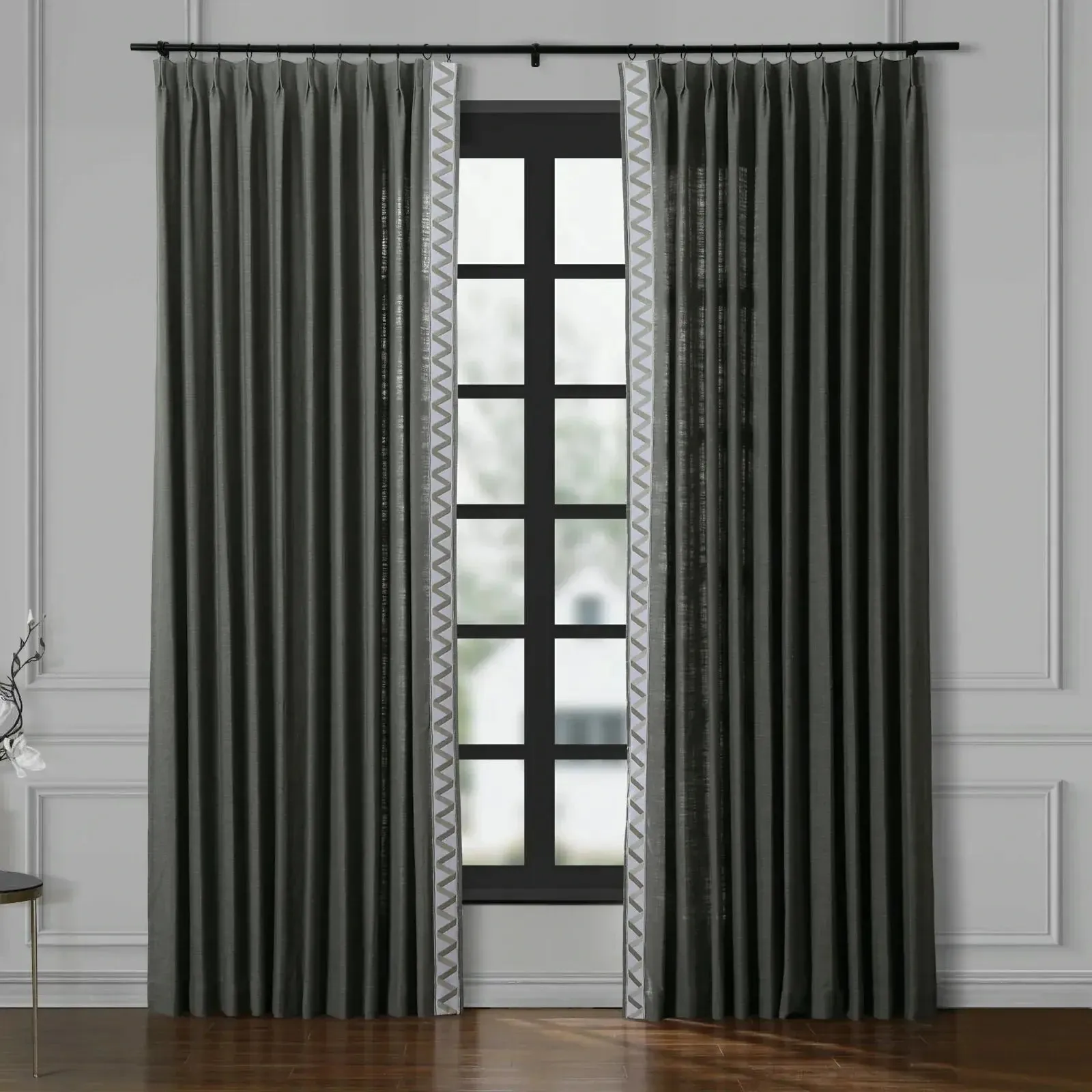 Isabella Cotton Curtains with Border Trim (Sold per Pair)